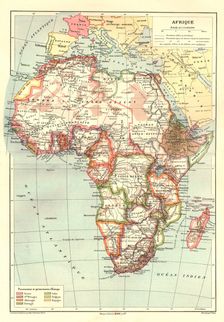 'Map of Afrique showing Possessions et protectorats d'Europe 1914. Creator: Unknown