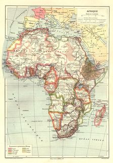 'Map of Afrique showing Possessions et protectorats d'Europe 1914. Creator: Unknown