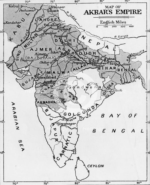'Map of Akbar's Empire', c1912. Artist: Unknown.