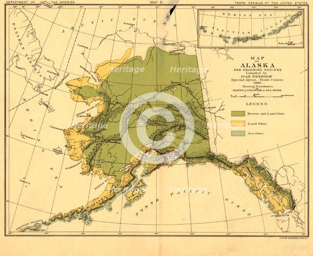 Map of Alaska and adjoining regions, 1882. Creator: Ivan Petrof.