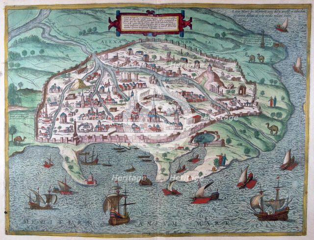 Map of Alexandria, Egypt, 17th century. Artist: Unknown