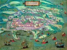 Map of Alexandria, Egypt, c1572. Creator: Joris Hoefnagel