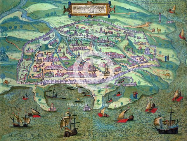 Map of Alexandria, Egypt, c1572. Artist: Joris Hoefnagel