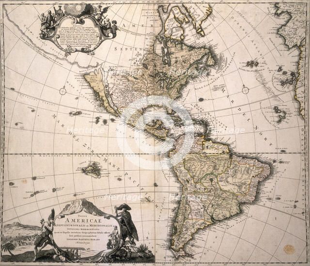 Map of America, (c1700?). Creator: Johann Baptista Homann.