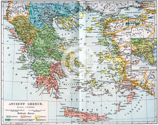 Map of Ancient Greece, 1902. Artist: Unknown
