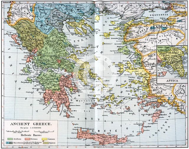 Map of Ancient Greece, 1902. Artist: Unknown