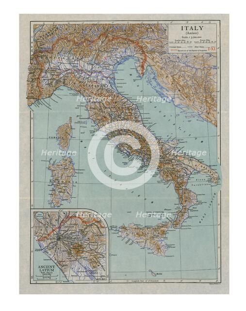 Map of Ancient Italy, c1910s. Creator: Emery Walker Ltd.