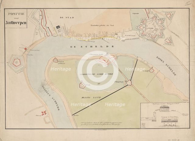 Map of Antwerp during the siege by the French, 1832, (1832-1833).  Creators: Anon, Johannes Paulus Houtman.