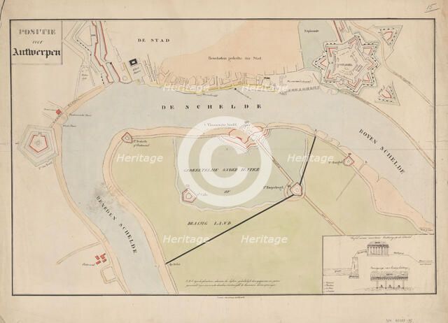 Map of Antwerp during the siege by the French, 1832, (1832-1833).  Creators: Anon, Johannes Paulus Houtman.