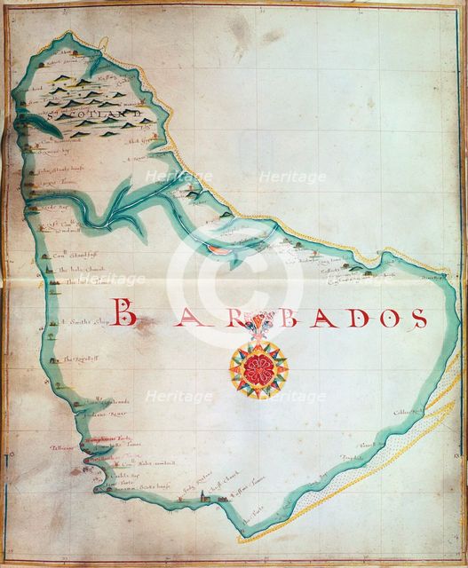 Map of Barbados, 1683. Artist: Unknown