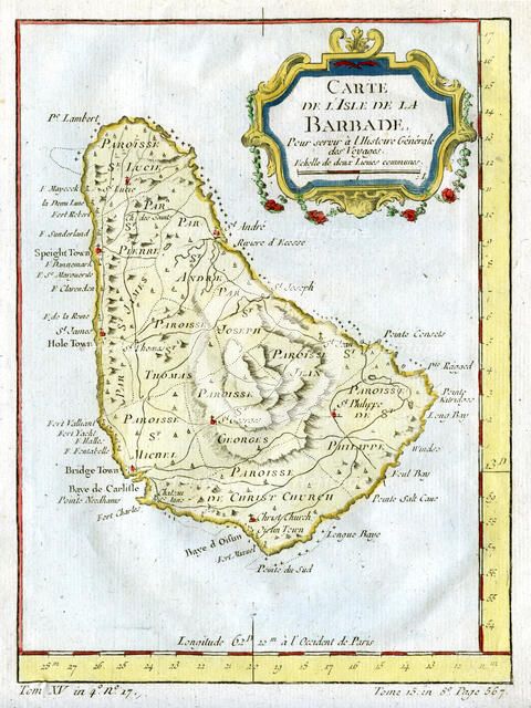 Map of Barbados, c1764. Artist: Unknown