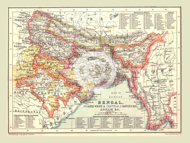Map of Bengal, the North West and Central Provinces, and Assam, 1902.  Creator: Unknown.
