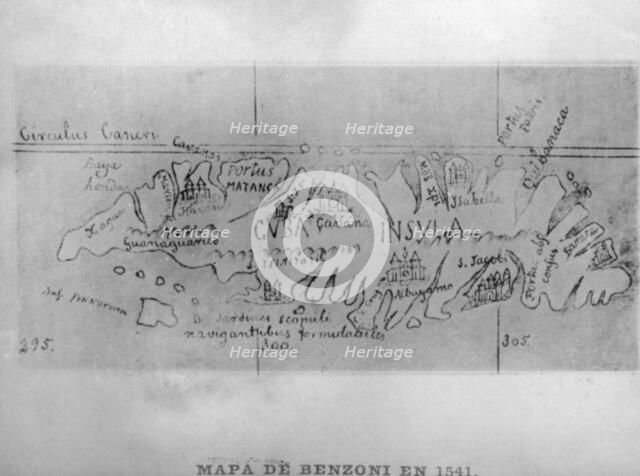 Map of Benzoni, (1541), 1920s. Artist: Unknown