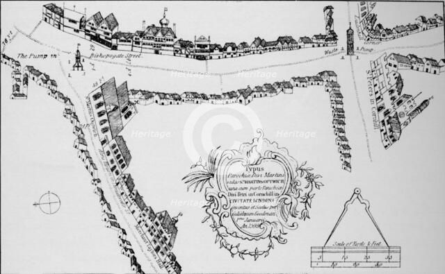Map of Bishopsgate, City of London, c1599 (1904). Artist: Unknown.