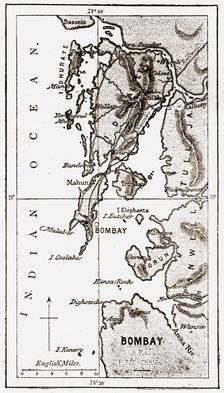 Map of Bombay Area; Notes on Bombay and the Malabar Coast 1875. Creator: C. B. Low