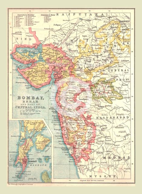 Map of Bombay, Berar, and part of Central India, 1902.   Creator: Unknown.