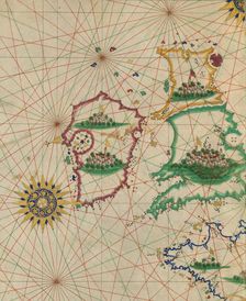 Map of Britain and Ireland, 10th century AH/AD 16th century. Creator: Unknown