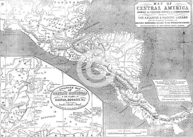 Map of Central America shewing the Proposed Routes of Communication between the Atlantic & Pacific O Creator: John Dower.