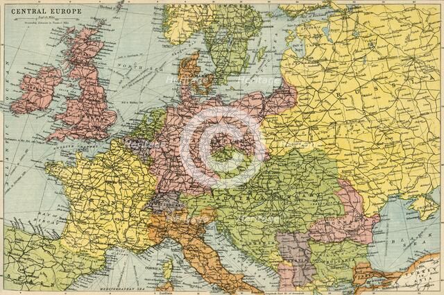 Map of Central Europe, c1914.  Creator: John Bartholomew & Son.