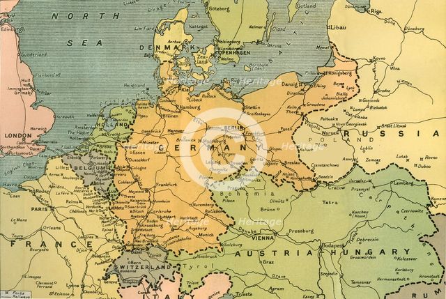 'Map of Central Europe, Showing the Principal Theatre of War', 1919. Creator: London Geographical Institute.