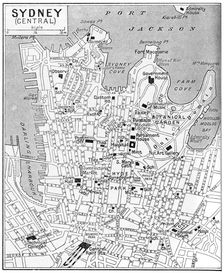 Map of central Sydney, New South Wales, Australia, c1924