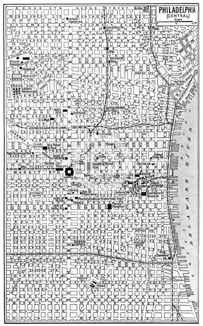 Map of central Philadelphia, Pennsylvania, USA, c1930s. Artist: Unknown