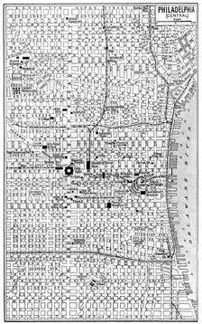 Map of central Philadelphia, Pennsylvania, USA, c1930s
