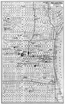 Map of central Philadelphia, Pennsylvania, USA, c1930s