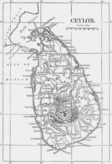Map of Ceylon c1891. Creator: James Grant