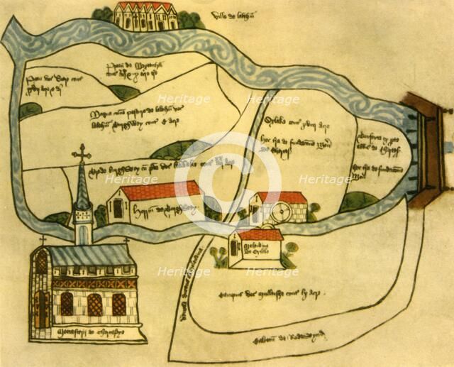 Map of Chertsey Abbey, 1432, (1944).  Creator: Unknown.