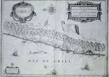Map of Chile of the 17th century according to Guiljelmus Blaeuw