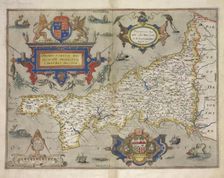 Map of Cornwall, 1579. Creator: Christopher Saxton