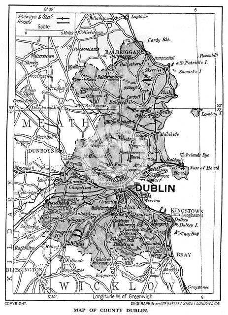 Map of County Dublin, Ireland, 1924-1926. Artist: Unknown