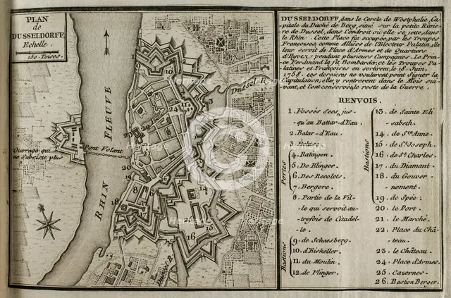 Map of Dusseldorf, 1758 (1765). Creator: Jean de Beaurain.