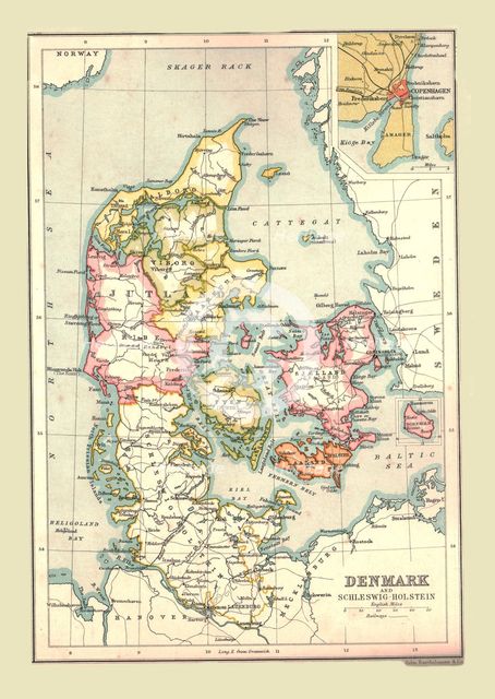 Map of Denmark, 1902.  Creator: Unknown.