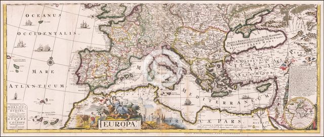 Map of Europe during the War of Spanish Succession, c1705. Creator: Carel Allard.