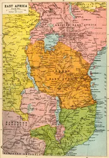 Map of East Africa, First World War, (c1920). Creator: John Bartholomew & Son