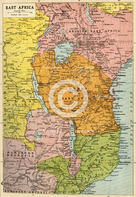 Map of East Africa, First World War, (c1920). Creator: John Bartholomew & Son.