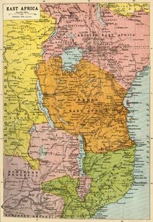 Map of East Africa, First World War, (c1920). Creator: John Bartholomew & Son