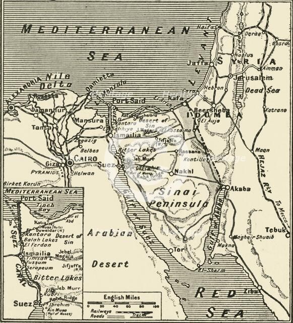 'Map of Egypt and the Sinai Peninsula', 1917. Creator: Unknown.