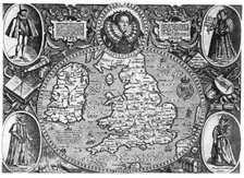 Map of England, 16th century, (1896)
