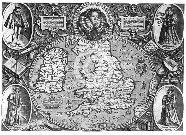 Map of England, 16th century, (1896). Artist: Unknown