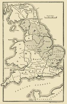 Map of England, Showing Anglo-Saxon Kingdoms and Danish Districts (c9th century), 189 Creator: Unknown
