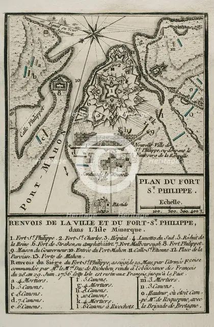 Map of Fort of St Philip (Castle of San Felipe), Menorca, 1756 (1765). Creator: Jean de Beaurain.