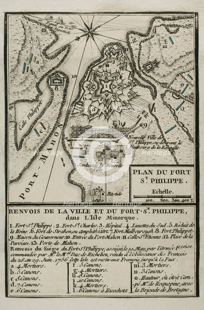 Map of Fort of St Philip (Castle of San Felipe), Menorca, 1756 (1765). Creator: Jean de Beaurain.