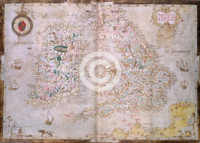 Map of Great Britain and Ireland, c1564-c1570. Creator: Laurence Nowell.