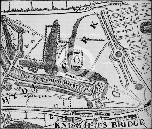 Map of Hyde Park, London, 1748 (1878). Artist: John Pine.
