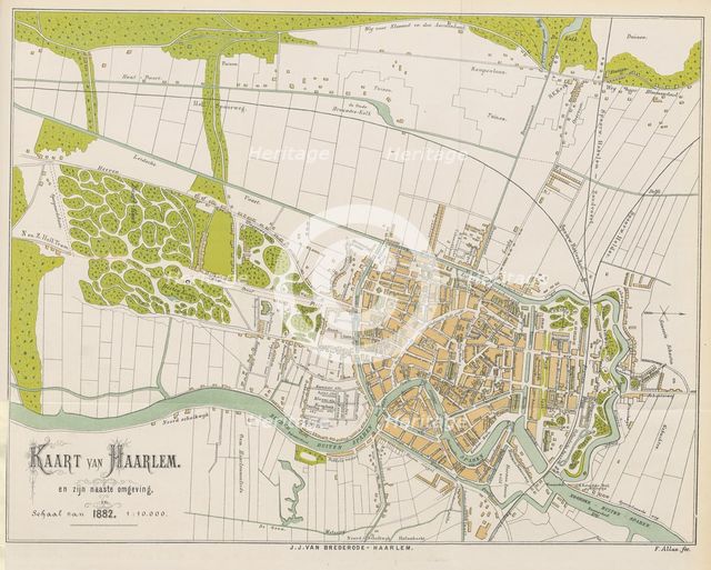 Map of Haarlem and its surroundings, 1882.  Creator: F. Allan.