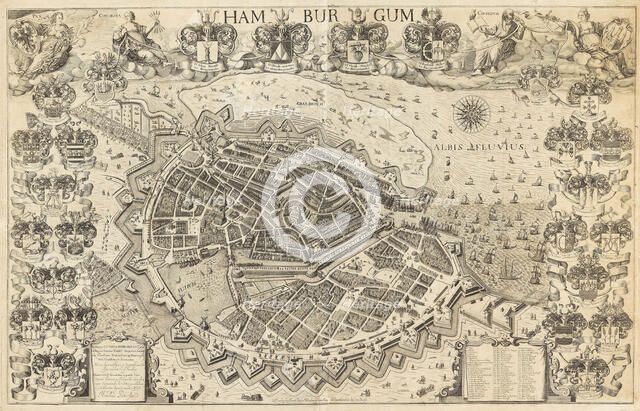 Map of Hamburg, 1644. Creator: Pietersen (Petersen), Arent (Arnoldus) (active 1644-1647).