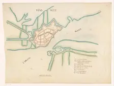 Map of Hasselt fortress, c.1650-c.1799. Creator: Anon